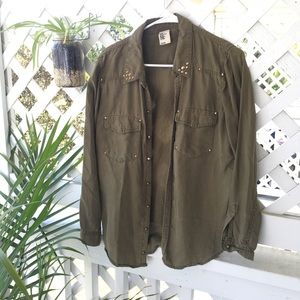 Army green studded jacket